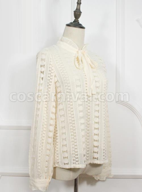 Retro Lace Elegance Bowknot Lolita Shirt coscarnival