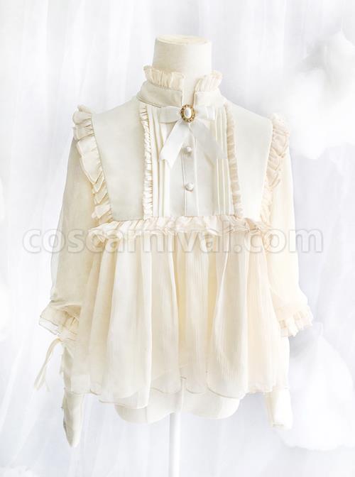 Retro Long Sleeve Ruffle Chiffon Lace Classic Lolita Lamb-leg Sleeve Shirt coscarnival
