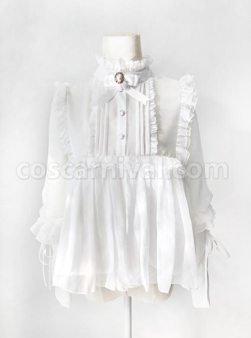 Retro Long Sleeve Ruffle Chiffon Lace Classic Lolita Lamb-leg Sleeve Shirt coscarnival