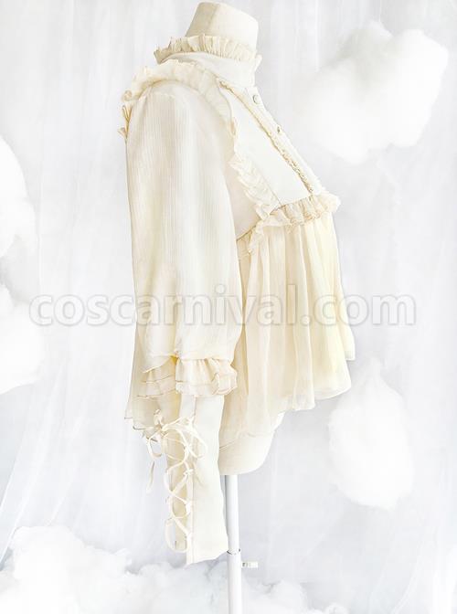 Retro Long Sleeve Ruffle Chiffon Lace Classic Lolita Lamb-leg Sleeve Shirt coscarnival