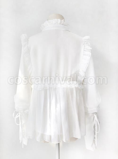 Retro Long Sleeve Ruffle Chiffon Lace Classic Lolita Lamb-leg Sleeve Shirt coscarnival