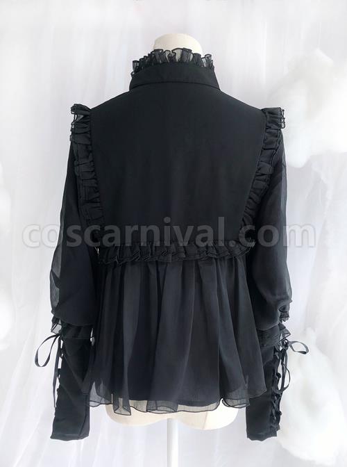 Retro Long Sleeve Ruffle Chiffon Lace Classic Lolita Lamb-leg Sleeve Shirt coscarnival