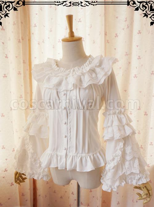 Retro Long Trumpet Sleeve Classic Lolita Shirt coscarnival
