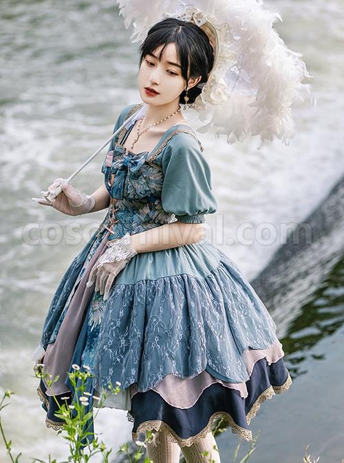 Retro-Oil-Painting-Print-Elegant-Square-Neck-Lace-Irregular-Hem-Autumn-Winter-Classic-Lolita-Long-Sleeve-Short-Sleeve-Two-Wear-Dress-coscarnival-698