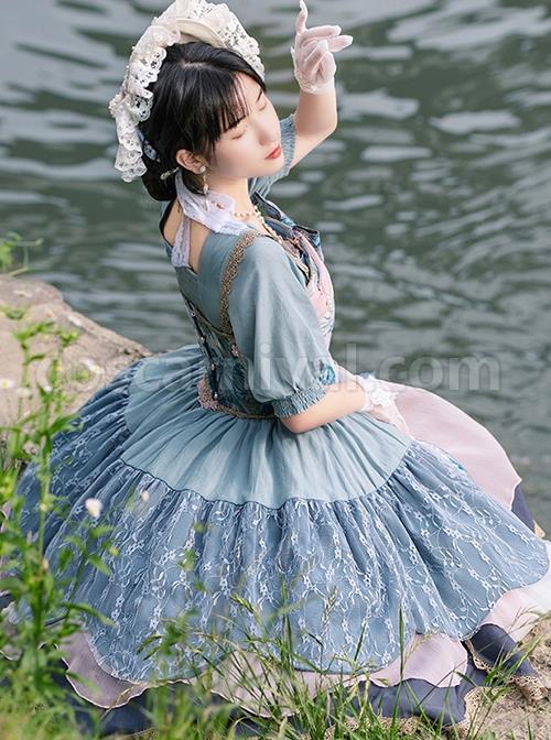 Retro-Oil-Painting-Print-Elegant-Square-Neck-Lace-Irregular-Hem-Autumn-Winter-Classic-Lolita-Long-Sleeve-Short-Sleeve-Two-Wear-Dress-coscarnival-705