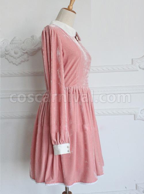 Retro-Pink-Pleuche-Round-Collar-Long-Sleeves-Classic-Lolita-Dress-coscarnival-1057