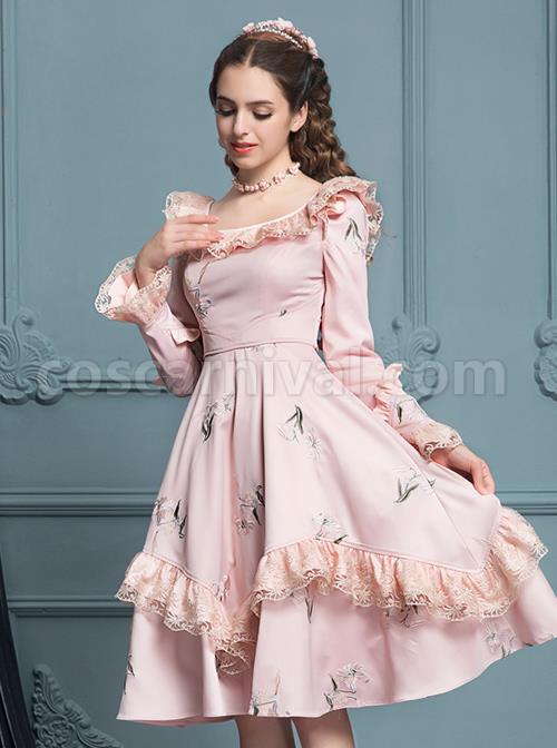 Retro-Pink-Ruffles-Elegant-Classic-Lolita-Long-Sleeve-Dress-coscarnival-4959