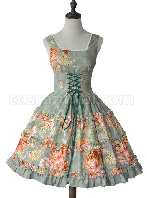 Retro-Pure-Cotton-Green-Ruffles-Classic-Lolita-Sleeveless-Dress-coscarnival-3945
