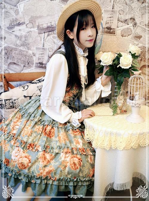 Retro-Pure-Cotton-Green-Ruffles-Classic-Lolita-Sleeveless-Dress-coscarnival-3947