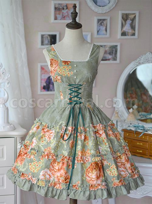 Retro-Pure-Cotton-Green-Ruffles-Classic-Lolita-Sleeveless-Dress-coscarnival-3953