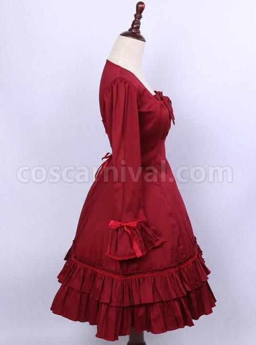 Retro-Red-Bowknot-Ruffles-Classic-Lolita-Long-Sleeve-Dress-coscarnival-203