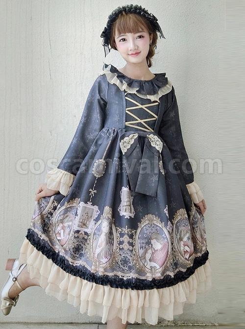 Retro-Ruffle-Collar-Classic-Lolita-Puff-Long-Sleeve-Dress-coscarnival-4096
