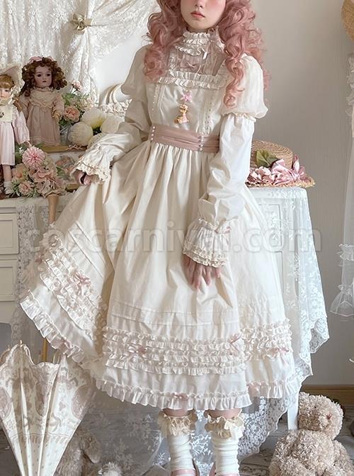 Retro-Ruffle-Stand-Collar-Puff-Sleeves-Detachable-Long-Sleeves-Pearl-Bow-Knot-Decoration-Classic-Lolita-Long-Sleeves-Short-Sleeves-Two-Wear-Dress-coscarnival-2288