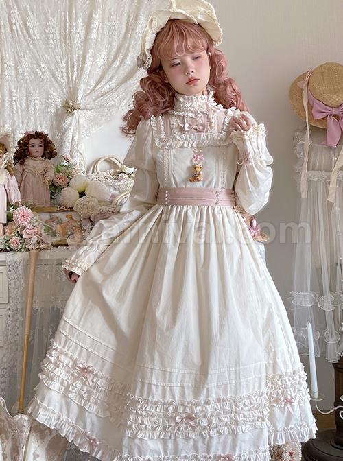 Retro-Ruffle-Stand-Collar-Puff-Sleeves-Detachable-Long-Sleeves-Pearl-Bow-Knot-Decoration-Classic-Lolita-Long-Sleeves-Short-Sleeves-Two-Wear-Dress-coscarnival-2297