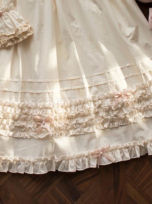 Retro-Ruffle-Stand-Collar-Puff-Sleeves-Detachable-Long-Sleeves-Pearl-Bow-Knot-Decoration-Classic-Lolita-Long-Sleeves-Short-Sleeves-Two-Wear-Dress-coscarnival-2319