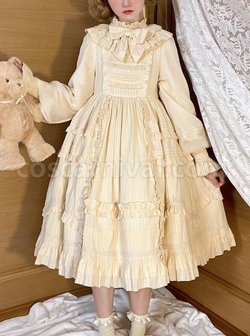 Retro-Solid-Color-Doll-Sense-Stand-Collar-Bowknot-Lantern-Sleeves-Spring-Autumn-Cute-Classic-Lolita-Long-Sleeved-Dress-coscarnival-2291