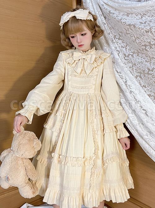 Retro-Solid-Color-Doll-Sense-Stand-Collar-Bowknot-Lantern-Sleeves-Spring-Autumn-Cute-Classic-Lolita-Long-Sleeved-Dress-coscarnival-2305