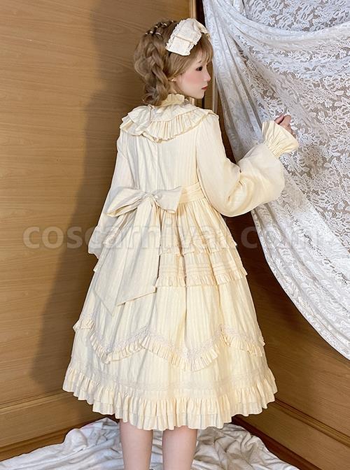 Retro-Solid-Color-Doll-Sense-Stand-Collar-Bowknot-Lantern-Sleeves-Spring-Autumn-Cute-Classic-Lolita-Long-Sleeved-Dress-coscarnival-2321