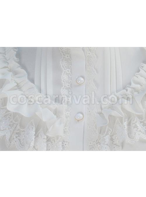 Retro Stand Collar Bowknot Tie Lolita Lantern Sleeve Shirt