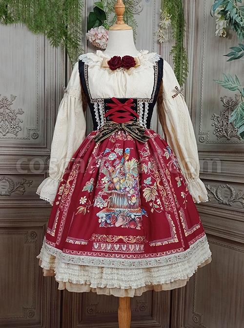 Retro-Style-Floral-Print-Lace-Ruffle-Trim-Velvet-Vest-Criss-Cross-Cord-Classic-Lolita-Bow-Knots-Sleeveless-Dress-coscarnival-2281