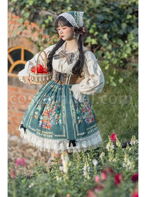 Retro-Style-Floral-Print-Lace-Ruffle-Trim-Velvet-Vest-Criss-Cross-Cord-Classic-Lolita-Bow-Knots-Sleeveless-Dress-coscarnival-2310