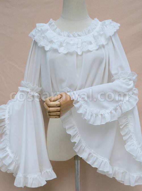 Retro Trumpet Sleeves Chiffon Lolita Short Shirt coscarnival