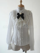 Rice-white Ruffle Stand Collar Classic Lolita Long Sleeve Shirt coscarnival