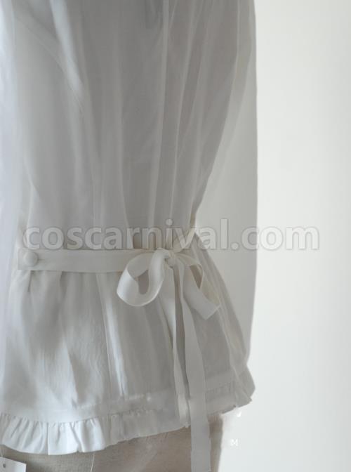 Rice-white Ruffle Stand Collar Classic Lolita Long Sleeve Shirt coscarnival