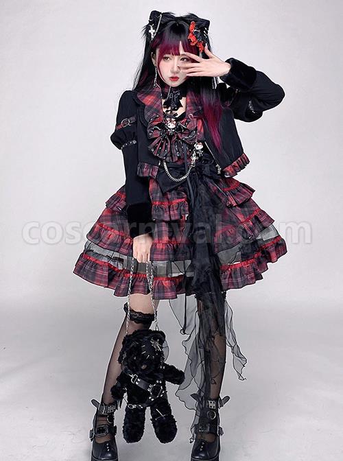 Rock-Punk-Style-Classic-Plaid-Decoration-Layered-Hem-Mesh-Bow-Knot-Trim-Lolita-Sleeveless-Dress-coscarnival-2274