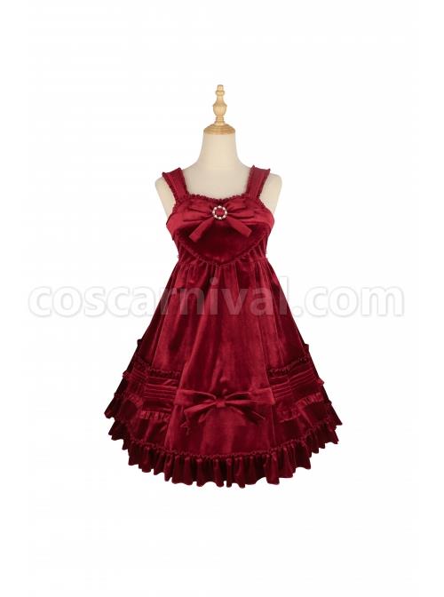 Rococo-Series-JSK-Pure-Color-Velvet-Elegant-Classic-Lolita-Ruffle-Sling-Dress-coscarnival-4961