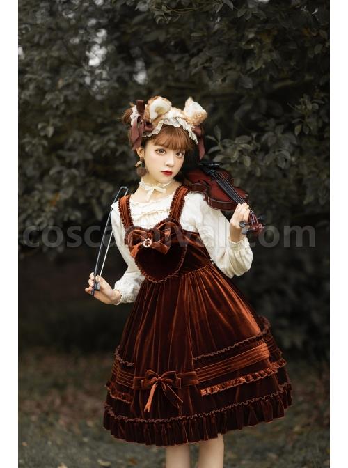 Rococo-Series-JSK-Pure-Color-Velvet-Elegant-Classic-Lolita-Ruffle-Sling-Dress-coscarnival-4999