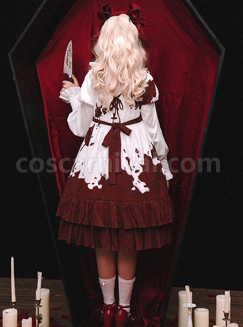 Romeo Series Doll Collar Puff Sleeve Bloody Gothic Lolita Short-Sleeved Dress coscarnival