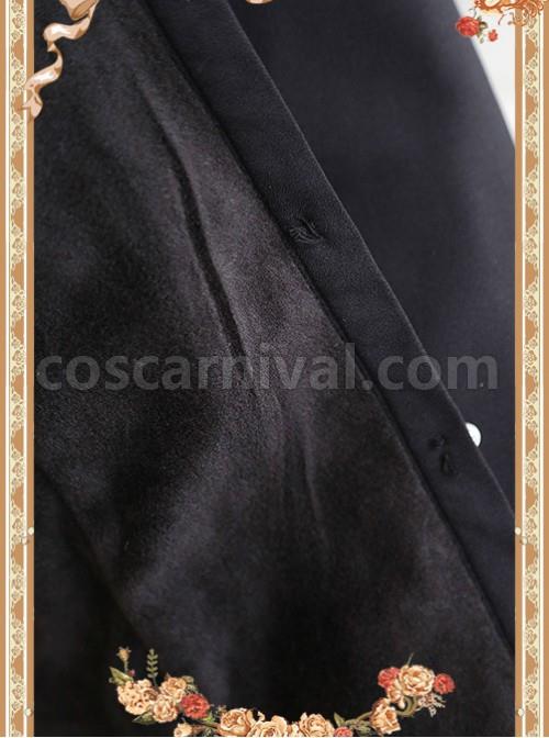 Rose Garden Series Black Thickened Chiffon Embroidery Classic Lolita Shirt coscarnival