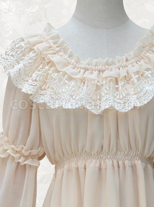 Ruffle Collar Lace Classic Lolita Long Puff Sleeves Shirt coscarnival
