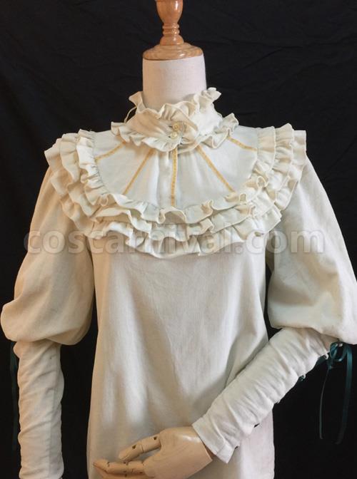 Ruffles Leg-of-mutton Sleeves Classic Lolita Elegance Shirt coscarnival