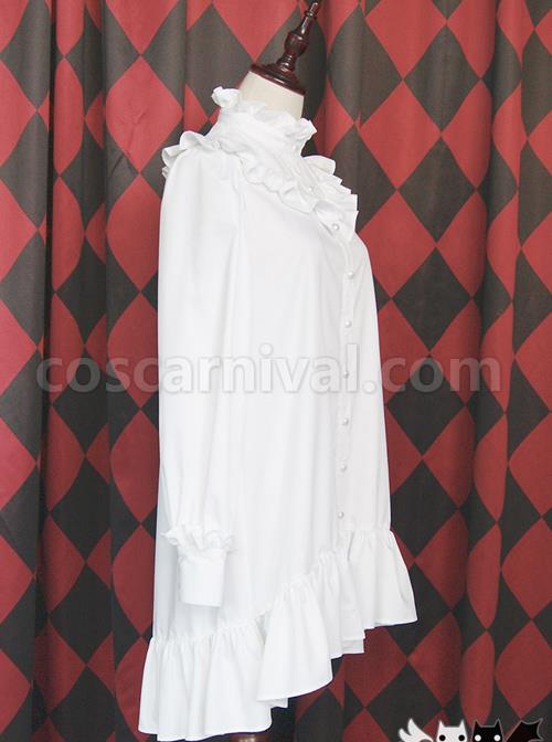 Ruffles Long Sleeves Stand Collar Gothic Lolita Dress coscarnival