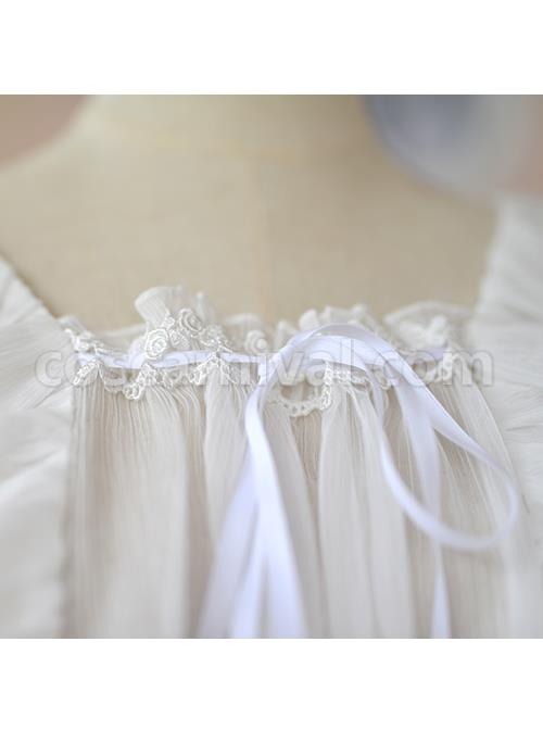 Ruffles White Classic Lolita Short Style Pullover Shirt coscarnival