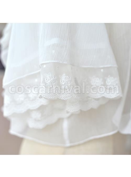 Ruffles White Classic Lolita Short Style Pullover Shirt coscarnival