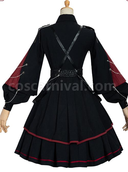 Sanctioner Series OP Dark Retro Military Style Gothic Lolita Long Sleeve Dress coscarnival