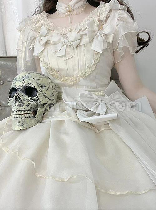 Sand Of Glass Series Lace Ruffle Neckline Classic Lolita White Short Sleeve Shirt Inside coscarnival