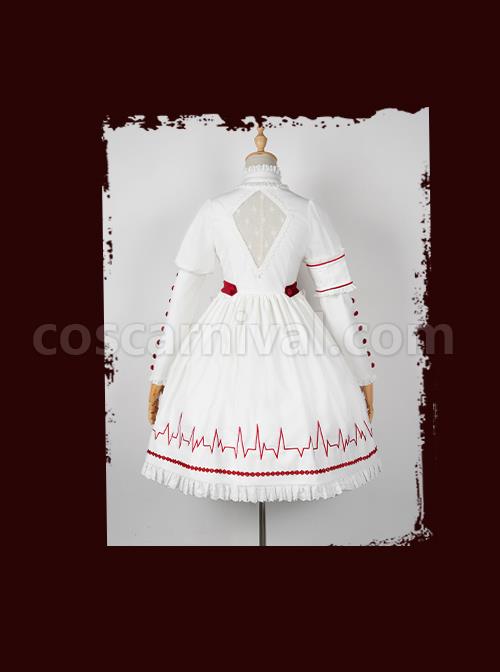 Scarlet Cross Series OP Conventional Style Halloween Nurse Blood Printing Gothic Lolita Long Sleeve Dress coscarnival