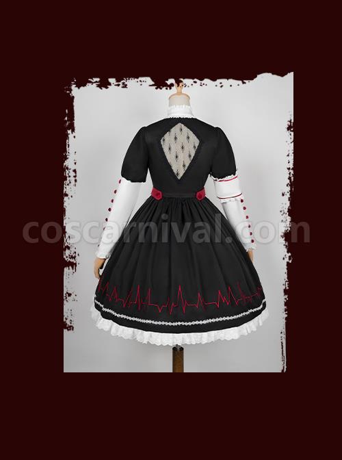 Scarlet Cross Series OP Conventional Style Halloween Nurse Blood Printing Gothic Lolita Long Sleeve Dress coscarnival