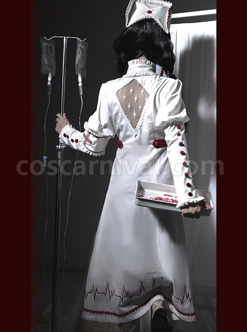 Scarlet Cross Series OP Long Style Blood Printing Halloween Nurse Gothic Lolita Long Sleeve Dress coscarnival