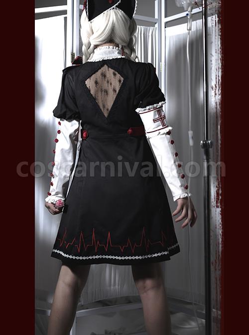 Scarlet Cross Series OP Short Style Blood Printing Halloween Nurse Gothic Lolita Long Sleeve Dress coscarnival