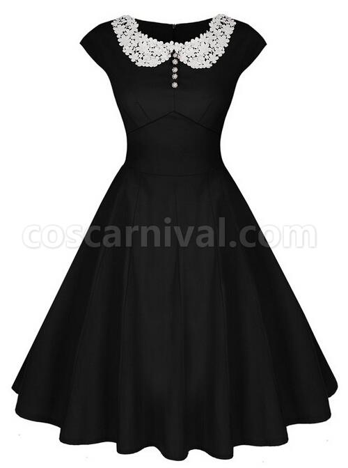 Sexy-Lace-Collar-Slim-A-line-Dress-coscarnival-586