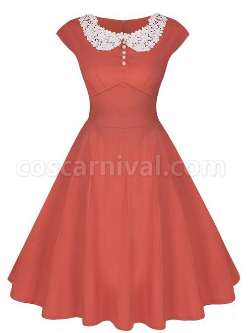 Sexy-Lace-Collar-Slim-A-line-Dress-coscarnival-591