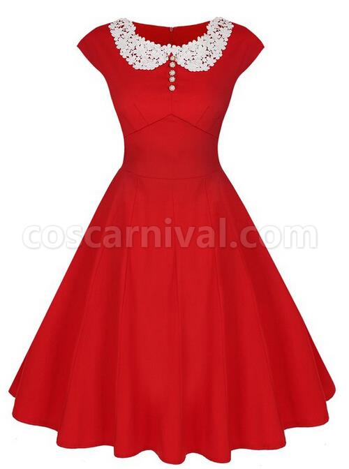 Sexy-Lace-Collar-Slim-A-line-Dress-coscarnival-597