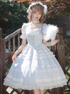 Shell-Wind-Chime-Series-Elegant-Square-Neck-Lily-Of-The-Valley-Embroidered-Polka-Dot-Yarn-Hem-Classic-Lolita-Short-Sleeved-Dress-coscarnival-2240