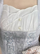 Shell-Wind-Chime-Series-Elegant-Square-Neck-Lily-Of-The-Valley-Embroidered-Polka-Dot-Yarn-Hem-Classic-Lolita-Short-Sleeved-Dress-coscarnival-2276
