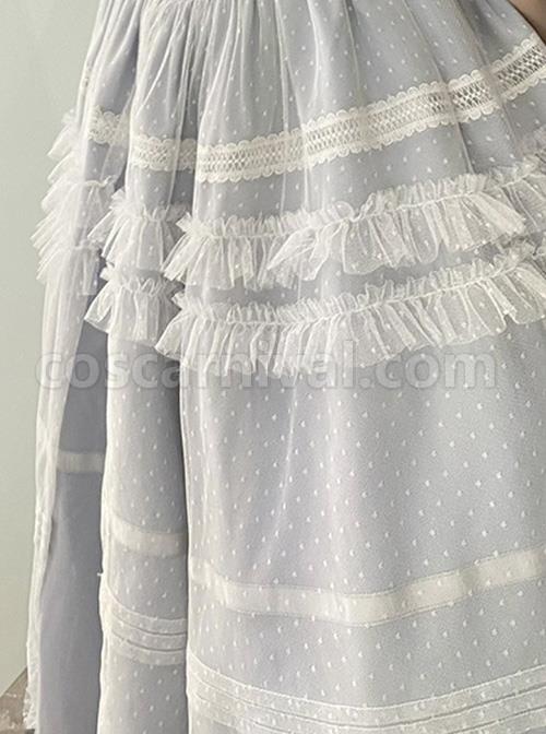 Shell-Wind-Chime-Series-Elegant-Square-Neck-Lily-Of-The-Valley-Embroidered-Polka-Dot-Yarn-Hem-Classic-Lolita-Short-Sleeved-Dress-coscarnival-2282